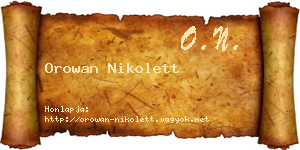 Orowan Nikolett névjegykártya